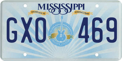 MS license plate GXO469
