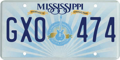 MS license plate GXO474