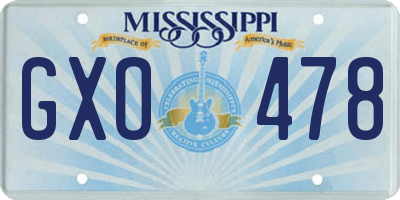 MS license plate GXO478
