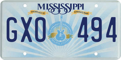 MS license plate GXO494