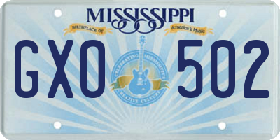 MS license plate GXO502