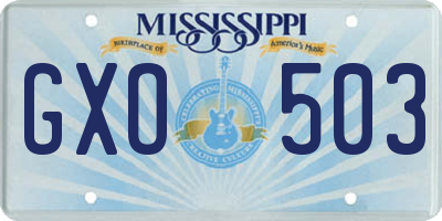 MS license plate GXO503