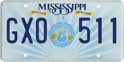 MS license plate GXO511