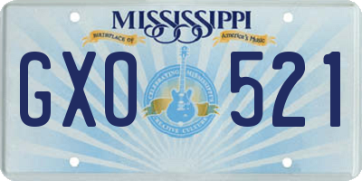 MS license plate GXO521