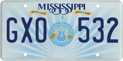 MS license plate GXO532