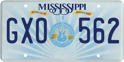 MS license plate GXO562
