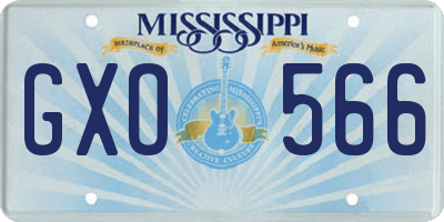 MS license plate GXO566
