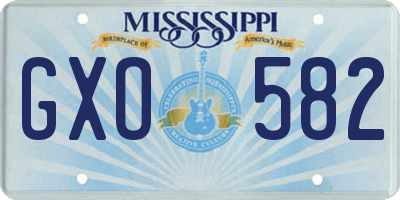 MS license plate GXO582