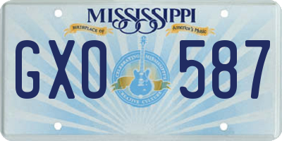 MS license plate GXO587
