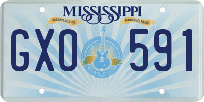 MS license plate GXO591
