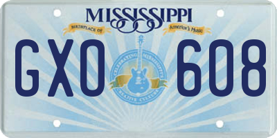 MS license plate GXO608