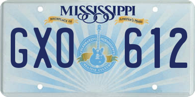 MS license plate GXO612