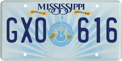 MS license plate GXO616
