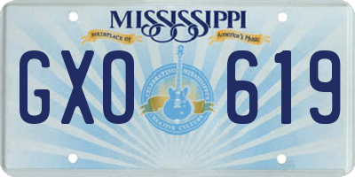 MS license plate GXO619