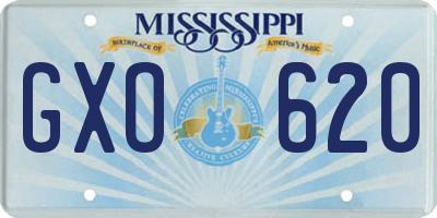 MS license plate GXO620