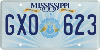 MS license plate GXO623