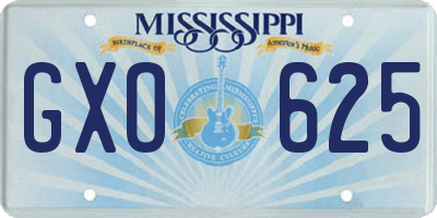 MS license plate GXO625
