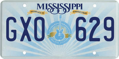 MS license plate GXO629