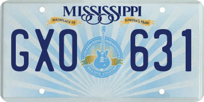 MS license plate GXO631