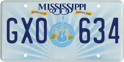 MS license plate GXO634