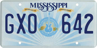 MS license plate GXO642