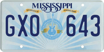 MS license plate GXO643