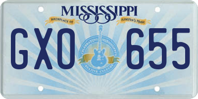 MS license plate GXO655