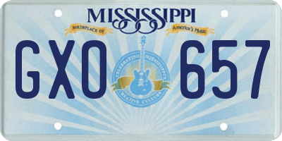MS license plate GXO657