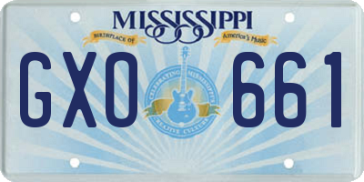 MS license plate GXO661