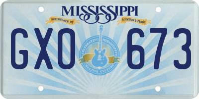 MS license plate GXO673