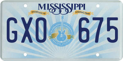 MS license plate GXO675