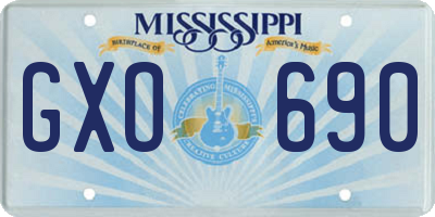 MS license plate GXO690