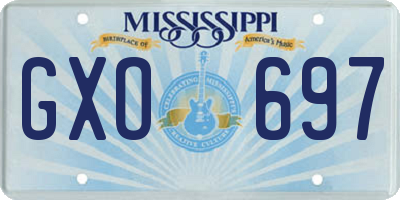 MS license plate GXO697