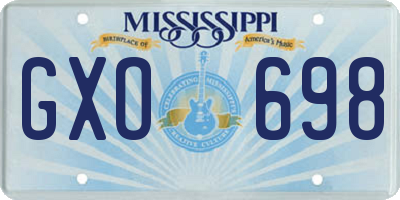MS license plate GXO698