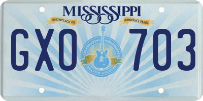 MS license plate GXO703