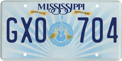 MS license plate GXO704