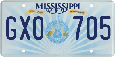 MS license plate GXO705