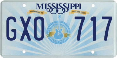 MS license plate GXO717