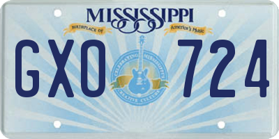 MS license plate GXO724