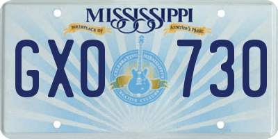 MS license plate GXO730