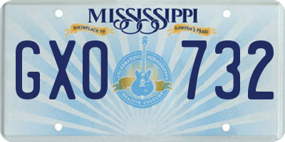 MS license plate GXO732