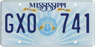 MS license plate GXO741