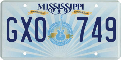 MS license plate GXO749