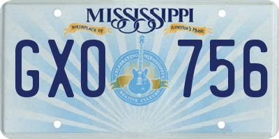 MS license plate GXO756