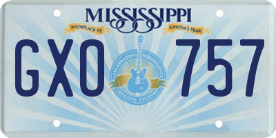MS license plate GXO757