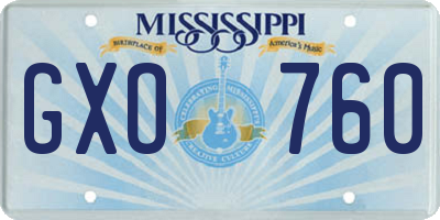 MS license plate GXO760