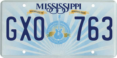 MS license plate GXO763