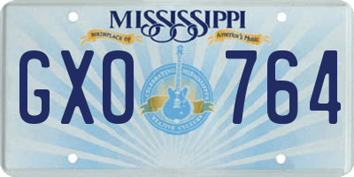MS license plate GXO764