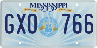 MS license plate GXO766