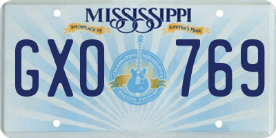 MS license plate GXO769